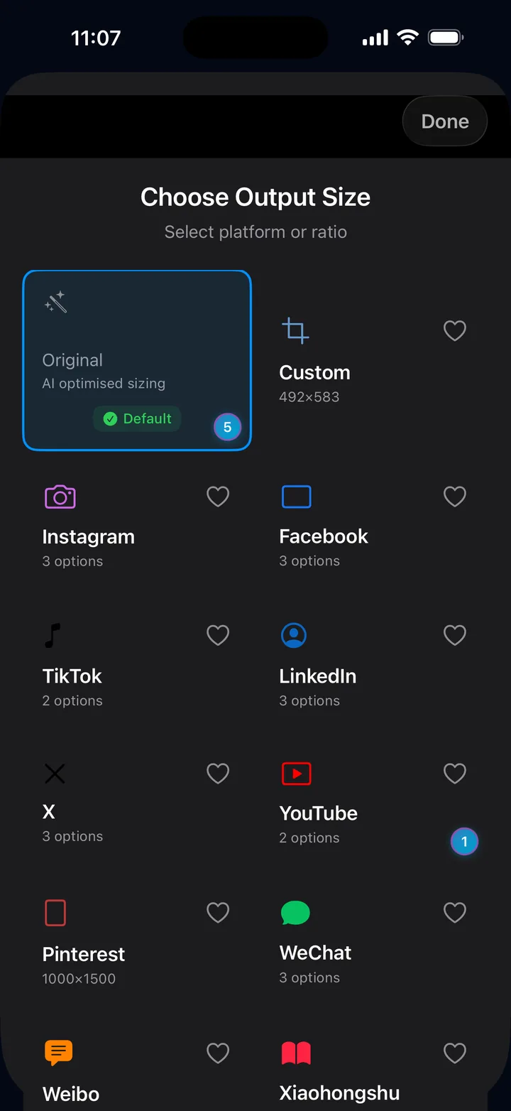Platform size presets in Tweaky