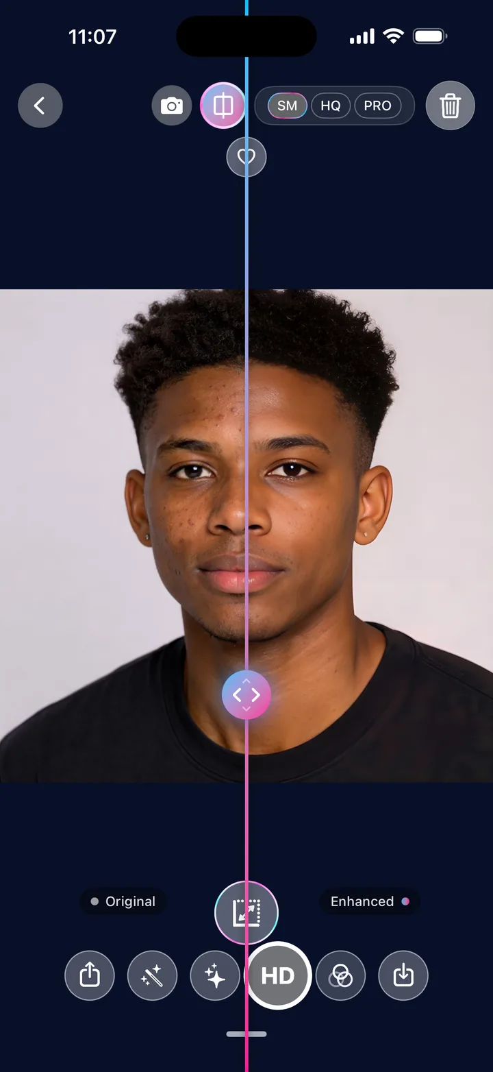 Before and after comparison showing blemishes fading in Tweaky